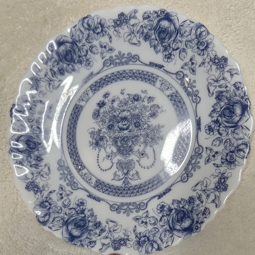 ARCOPAL Honorine France Opal Glass 7.5" Salad or Dessert Plate Blue EUC